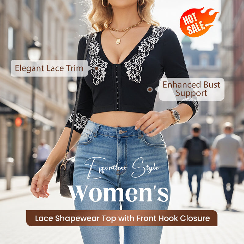 Women's Lace Shapewear Top with Front Hook Closure