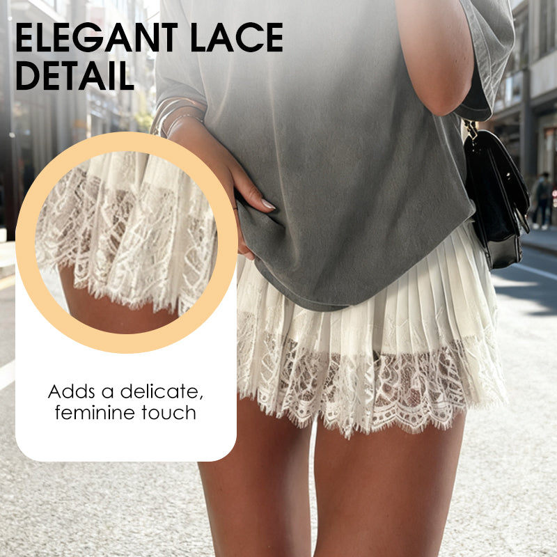 ✨🔥Women Lace Skirt Slip Ruffle Pleated Layered Y2k Flowy Mini Skirts Streetwear🎁