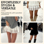 ✨🔥Women Lace Skirt Slip Ruffle Pleated Layered Y2k Flowy Mini Skirts Streetwear🎁
