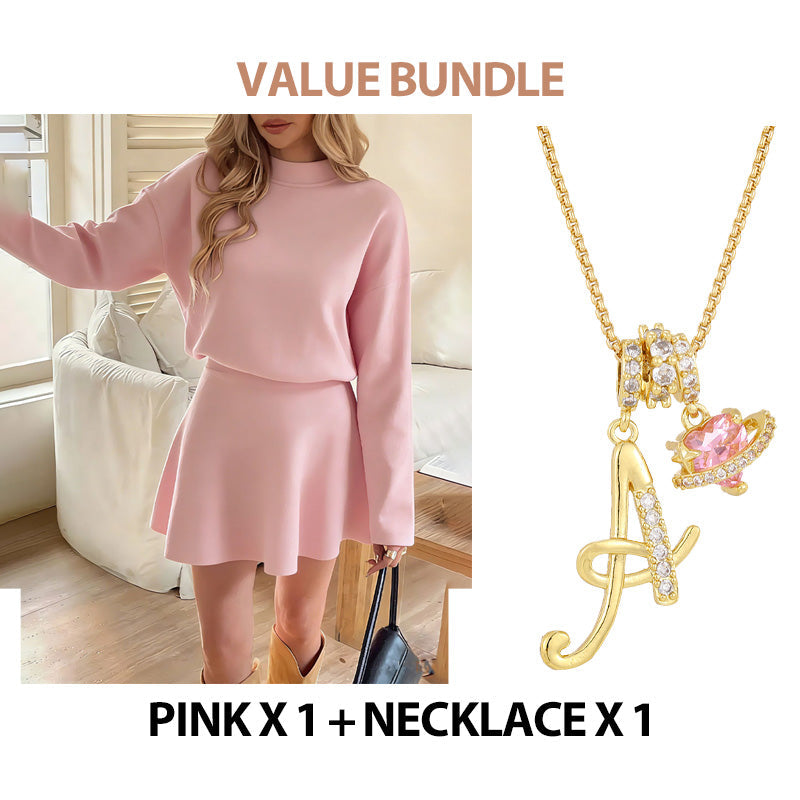 Women's Mock Neck Knit A-Line Mini Dress