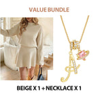 Women's Mock Neck Knit A-Line Mini Dress