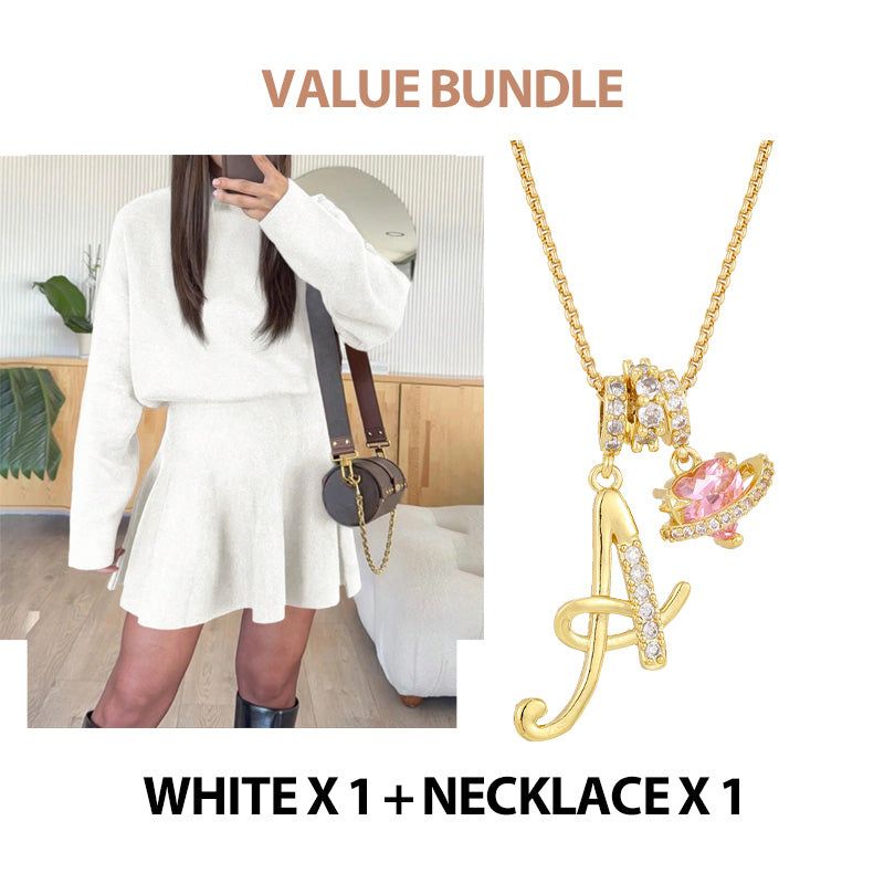 Women's Mock Neck Knit A-Line Mini Dress