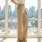 Women's High-Waist Wide-Leg Solid Color Trousers