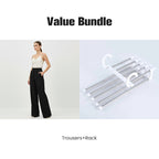 Women's High-Waist Wide-Leg Solid Color Trousers