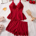 Lace Trimmed V-Neck Camisole & Shorts Sleepwear Set