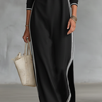 Minimalist Button-Down Collar Dress with Contrast Trim