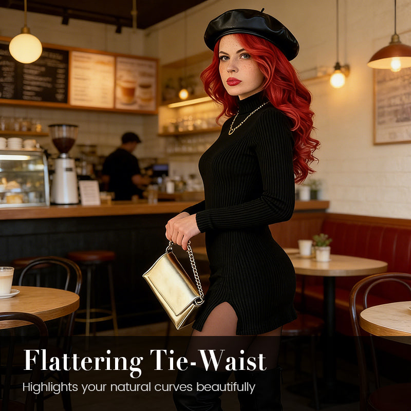 Women's Knit Ribbed Bodycon Mini Dress