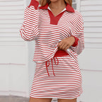 2026 HOT SALE ⚡50K+ SOLD!⚡Women's Striped Two-Piece Mini Skirt Set