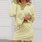 2026 HOT SALE ⚡50K+ SOLD!⚡Women's Striped Two-Piece Mini Skirt Set