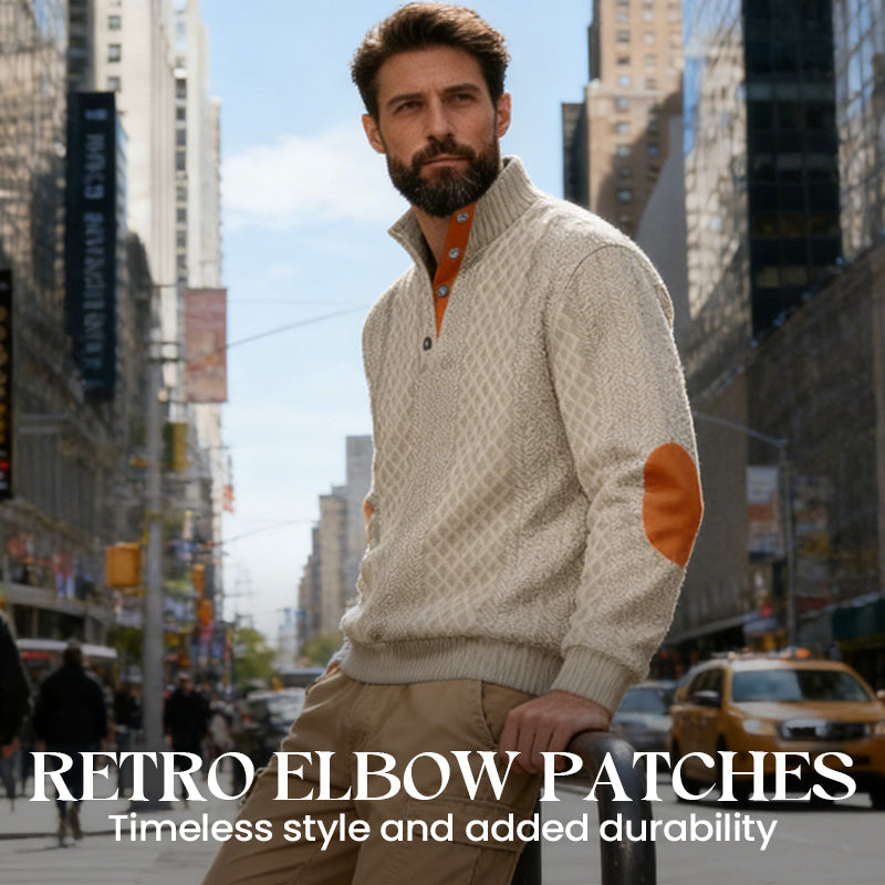 Men's Textured Jacquard Collared Sweatshirt - BUY 2 FREE SHIPPING