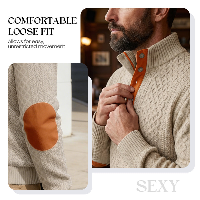 Men's Textured Jacquard Collared Sweatshirt - BUY 2 FREE SHIPPING