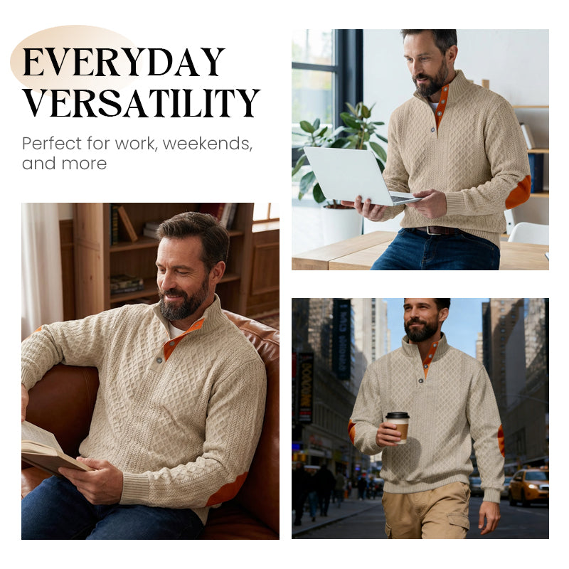 Men's Textured Jacquard Collared Sweatshirt - BUY 2 FREE SHIPPING
