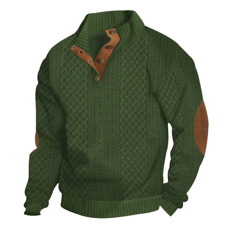 Men's Textured Jacquard Collared Sweatshirt - BUY 2 FREE SHIPPING