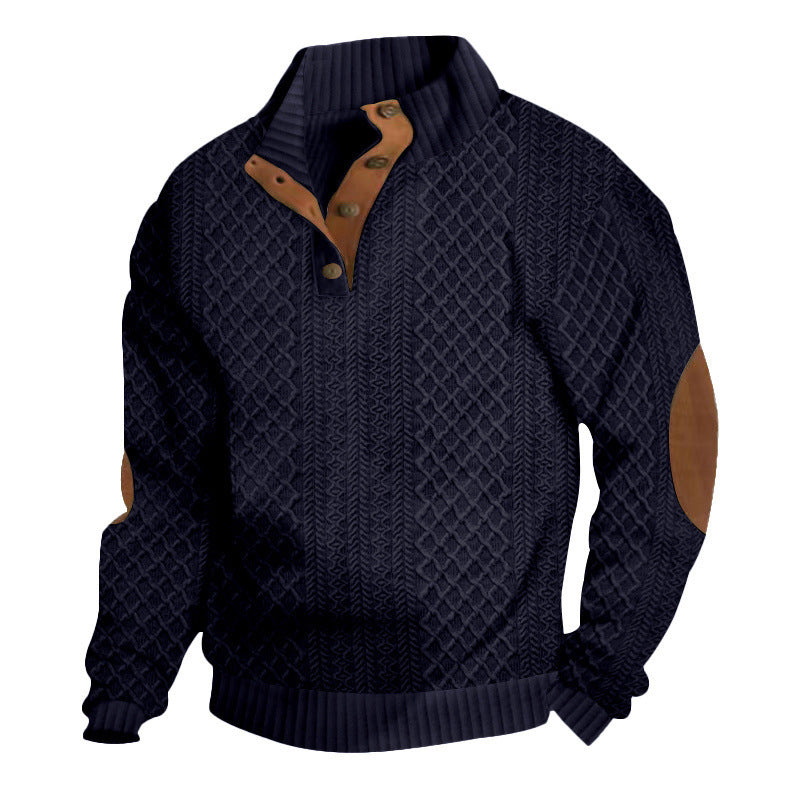 Men's Textured Jacquard Collared Sweatshirt - BUY 2 FREE SHIPPING