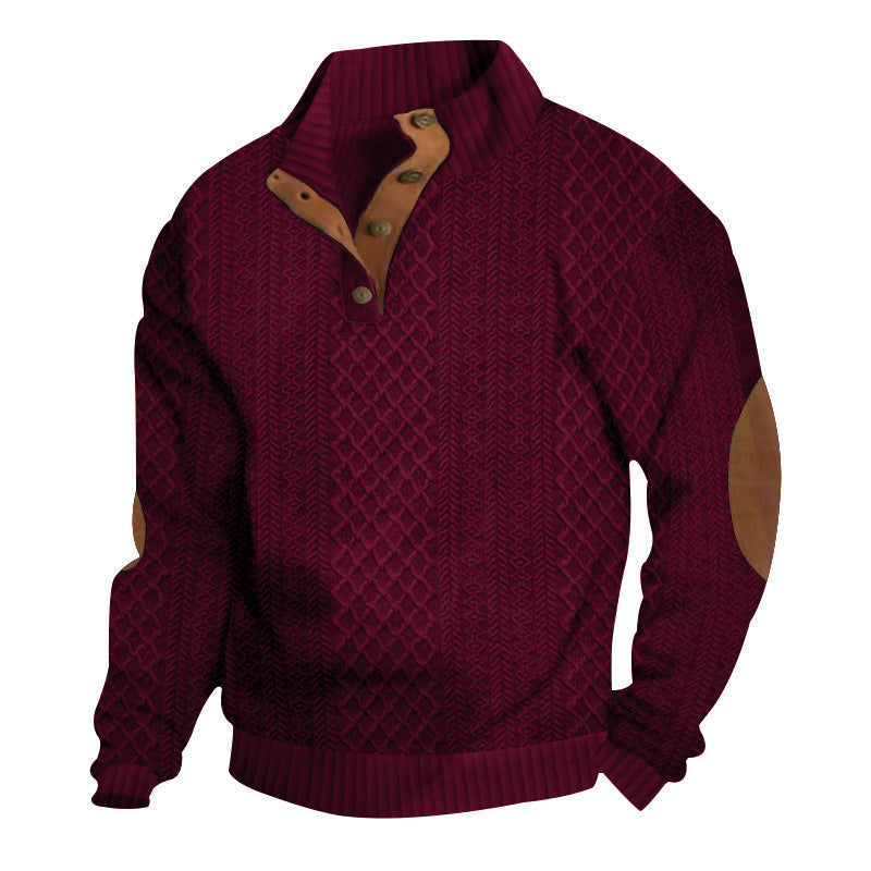 Men's Textured Jacquard Collared Sweatshirt - BUY 2 FREE SHIPPING