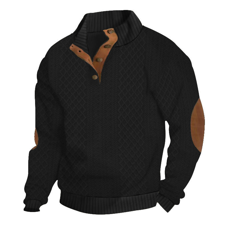 Men's Textured Jacquard Collared Sweatshirt - BUY 2 FREE SHIPPING
