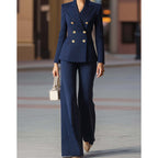 ✨🔥Women's Pinstripe Double-Breasted Suit Set👔