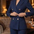 ✨🔥Women's Pinstripe Double-Breasted Suit Set👔