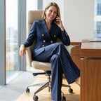 ✨🔥Women's Pinstripe Double-Breasted Suit Set👔