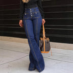 Women's Fashionable High-Waisted Flared Jeans