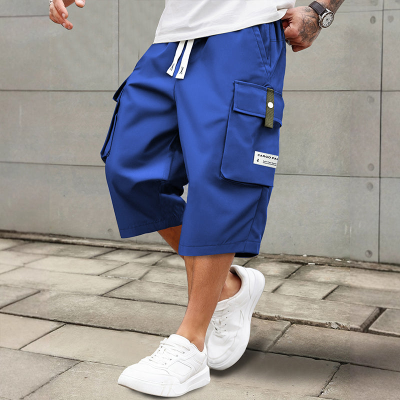 Men's Casual Drawstring Capri Cargo Pants