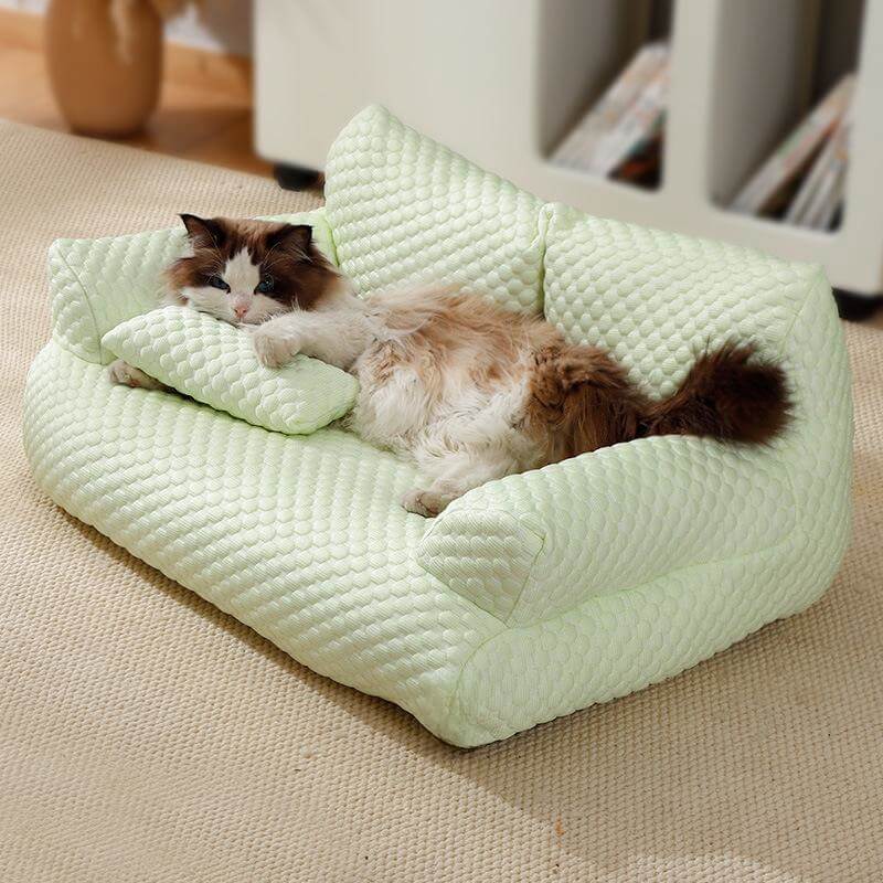 Breathable & Washable Ice Silk Cooling Pet Sofa Bed for Dogs