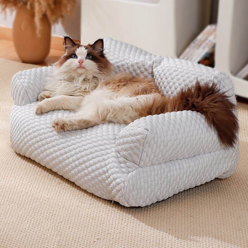 Breathable & Washable Ice Silk Cooling Pet Sofa Bed for Dogs