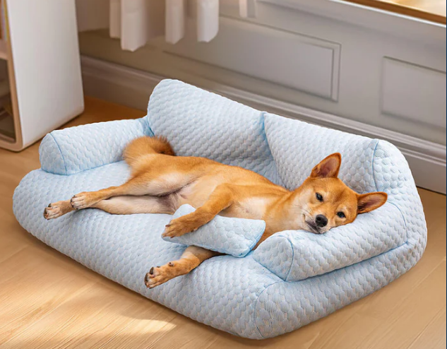 Breathable & Washable Ice Silk Cooling Pet Sofa Bed for Dogs