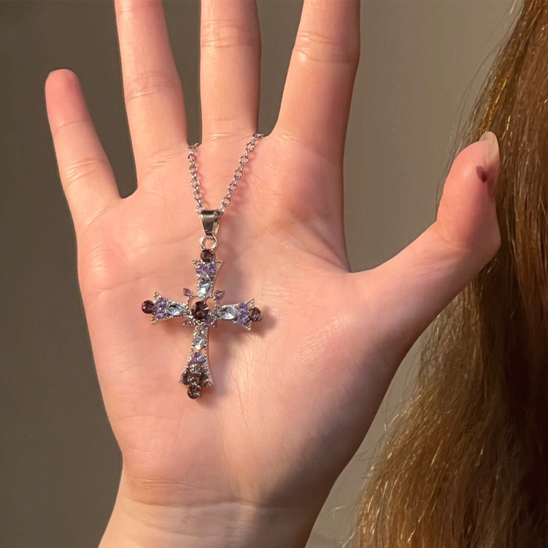 ✨Gothic Rhinestone Cross Necklace