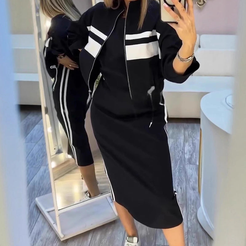 Women's Bomber Jacket & Bodycon Skirt Set