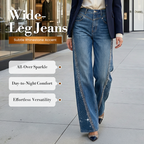🎁2026 New Arrivals 49% OFF💥Women's Rhinestone-Embellished Wide-Leg Jeans