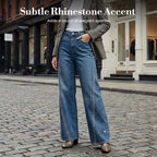 🎁2026 New Arrivals 49% OFF💥Women's Rhinestone-Embellished Wide-Leg Jeans