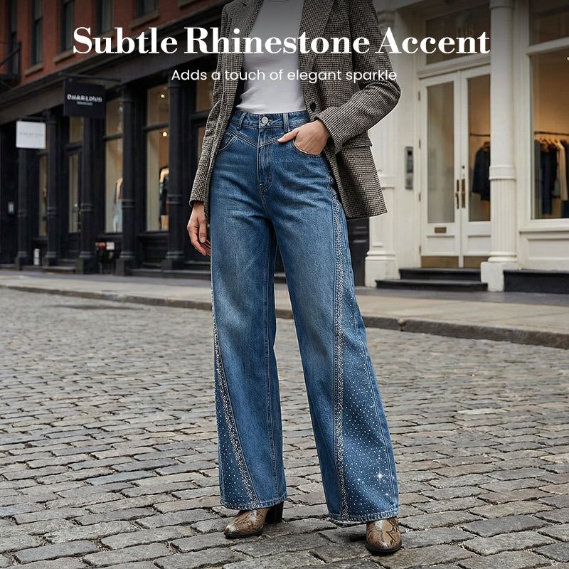 🎁2026 New Arrivals 49% OFF💥Women's Rhinestone-Embellished Wide-Leg Jeans