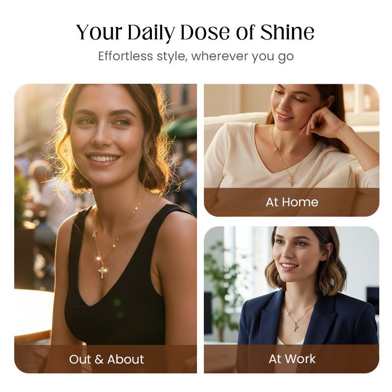 💎 50% OFF! 💎 Dainty Petal Chain Necklace with Initial Charm – Adjustable, Sparkling & Faith-Inspired Design ✨📿