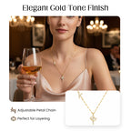 💎 50% OFF! 💎 Dainty Petal Chain Necklace with Initial Charm – Adjustable, Sparkling & Faith-Inspired Design ✨📿