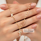 💎 50% OFF! 💎 Dainty Petal Chain Necklace with Initial Charm – Adjustable, Sparkling & Faith-Inspired Design ✨📿