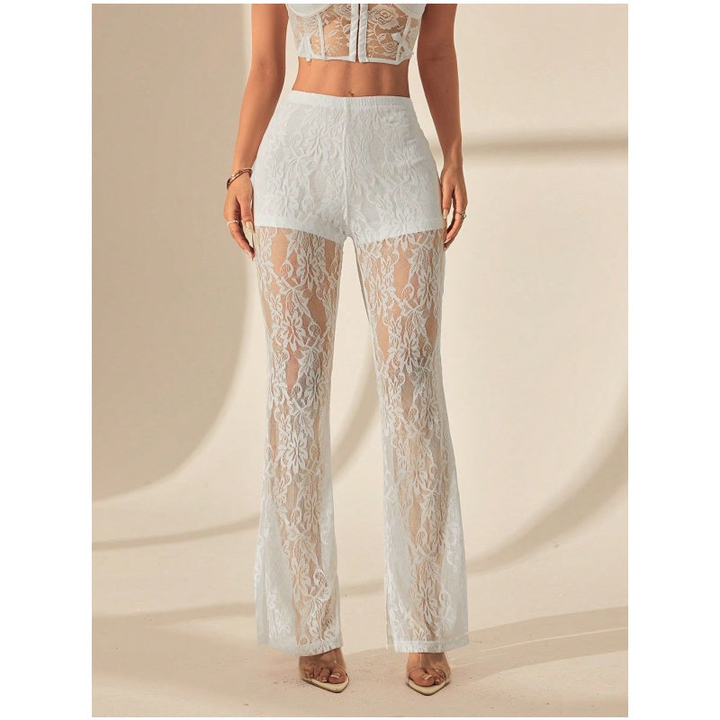🥳2026 HOT SALE🥳💞50K+ SOLD!💥👵👖 50% OFF! High-Waisted Lace Flare Pants – Elegant & comfortable all day! Gentle on tummy, easy elastic waist. Flowing lace design, breathable & lightweight. Perfect for special occasions or everyday grace. 🌸✨