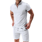 Summer Casual Zip-Neck Shirt & Shorts Set