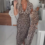 Women's V-Neck Leopard Print Dress