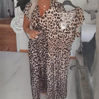 Women's V-Neck Leopard Print Dress