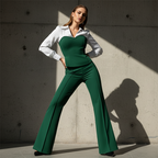 🔥2026 NEW SALES - 49% OFF🔥Women's Elegant Striped V-Neck Blouse & Wide-Leg Trouser Set