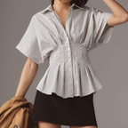 🔥Hot Sale - 49% OFF🔥Elegant Striped Pleated Tunic Top for Women