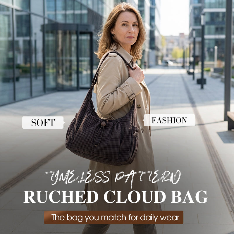 🔥2026 NEW SALES - 59% OFF🔥Plaid Drawstring Ruched Cloud Bag