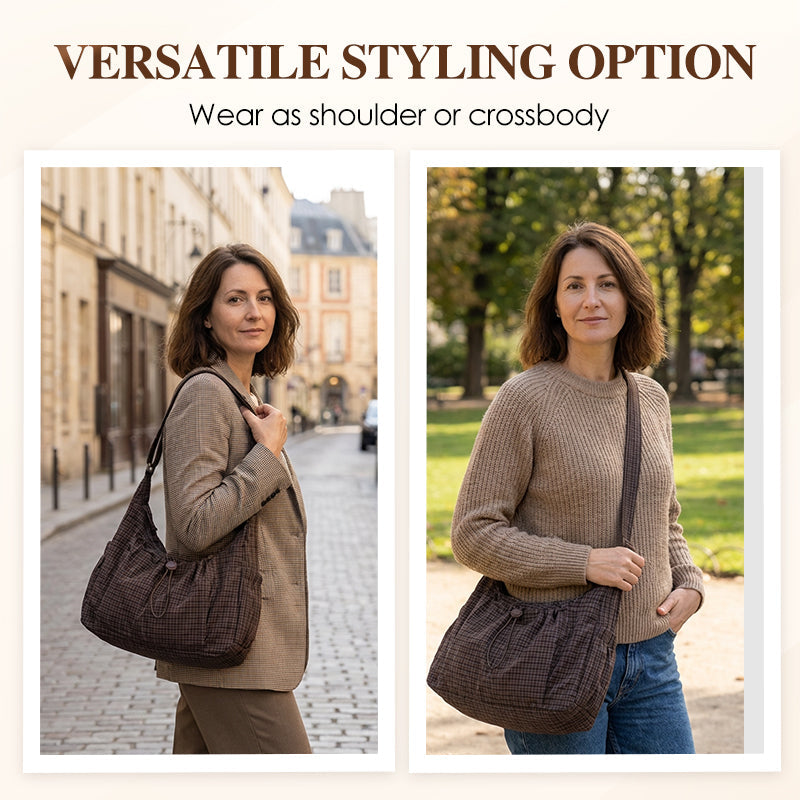 🔥2026 NEW SALES - 59% OFF🔥Plaid Drawstring Ruched Cloud Bag