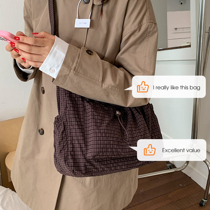 🔥2026 NEW SALES - 59% OFF🔥Plaid Drawstring Ruched Cloud Bag