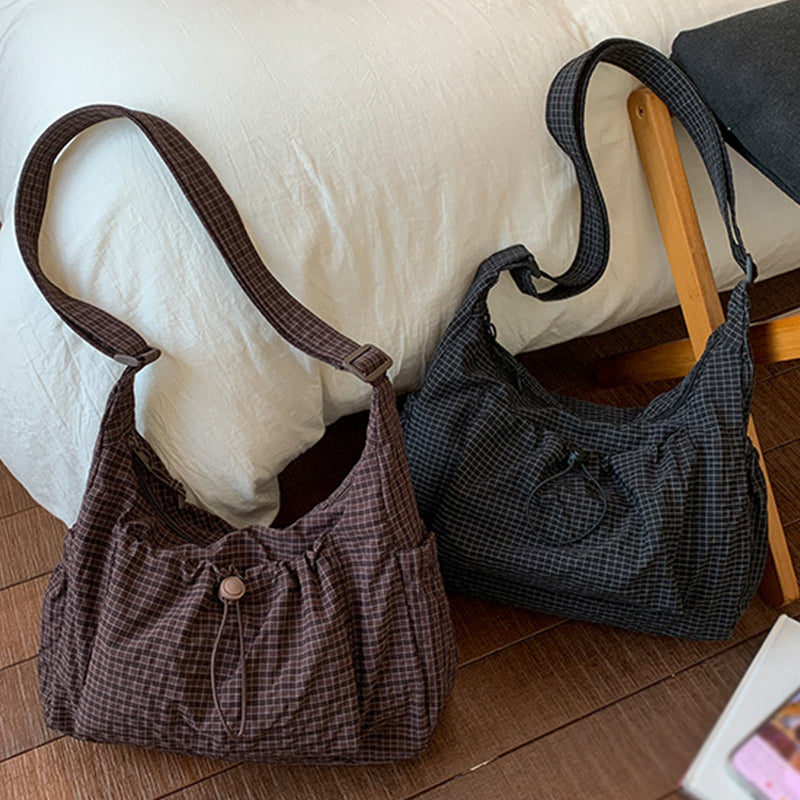 🔥2026 NEW SALES - 59% OFF🔥Plaid Drawstring Ruched Cloud Bag