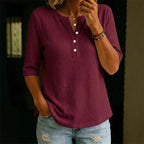 Women's Casual Breathable Waffle Knit Top