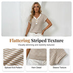 Women's Casual V-Neck Button Knit Top