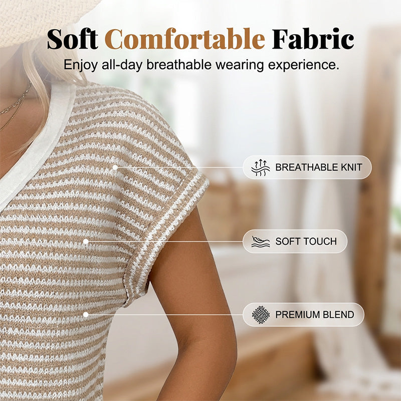 Women's Casual V-Neck Button Knit Top