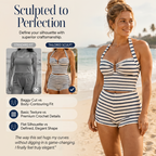 Women's Striped Halter Tankini 2-Piece Set